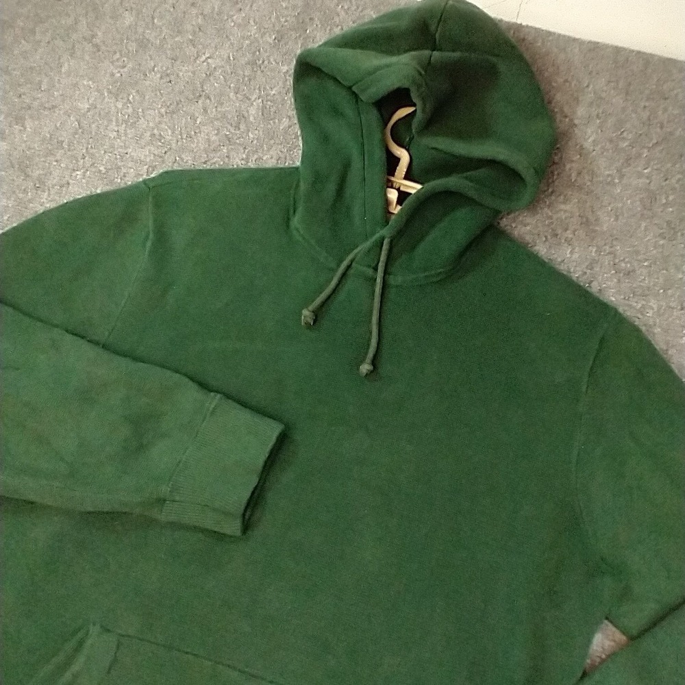 J.Crew Knit Hoodie Mens Medium Green Cotton Pullover BE900